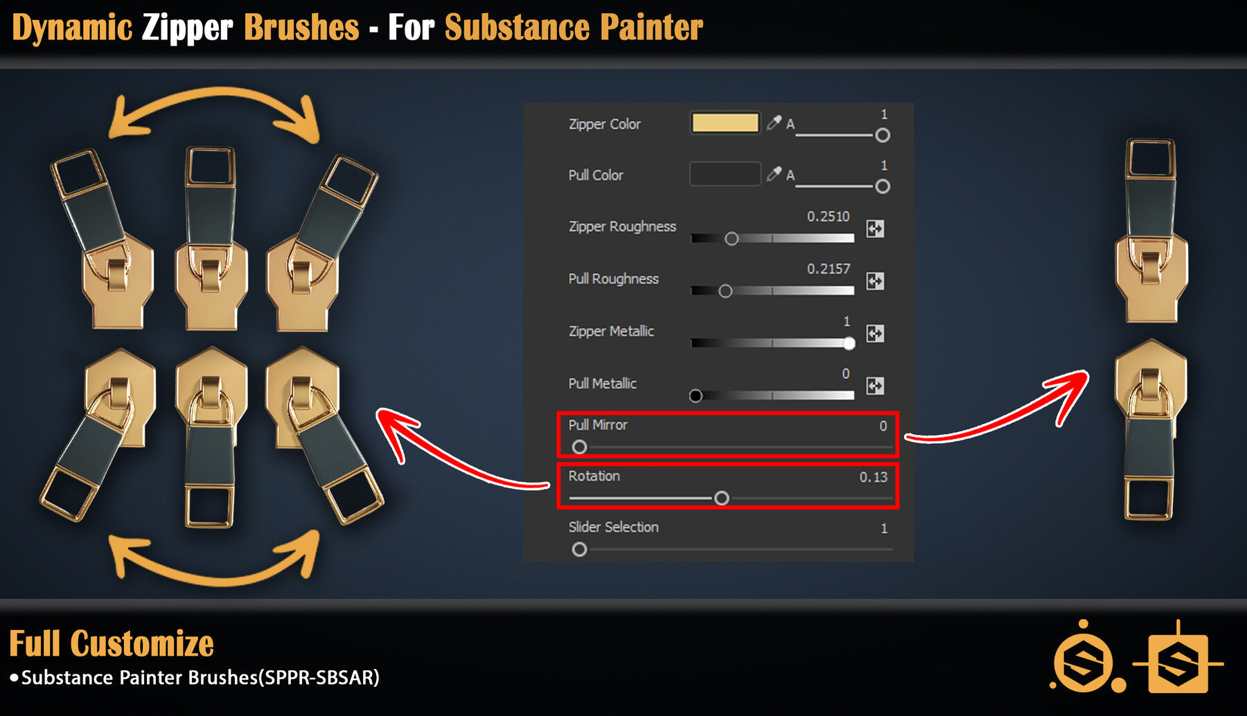 Dynamic Zipper Brushes - For Substance Painter