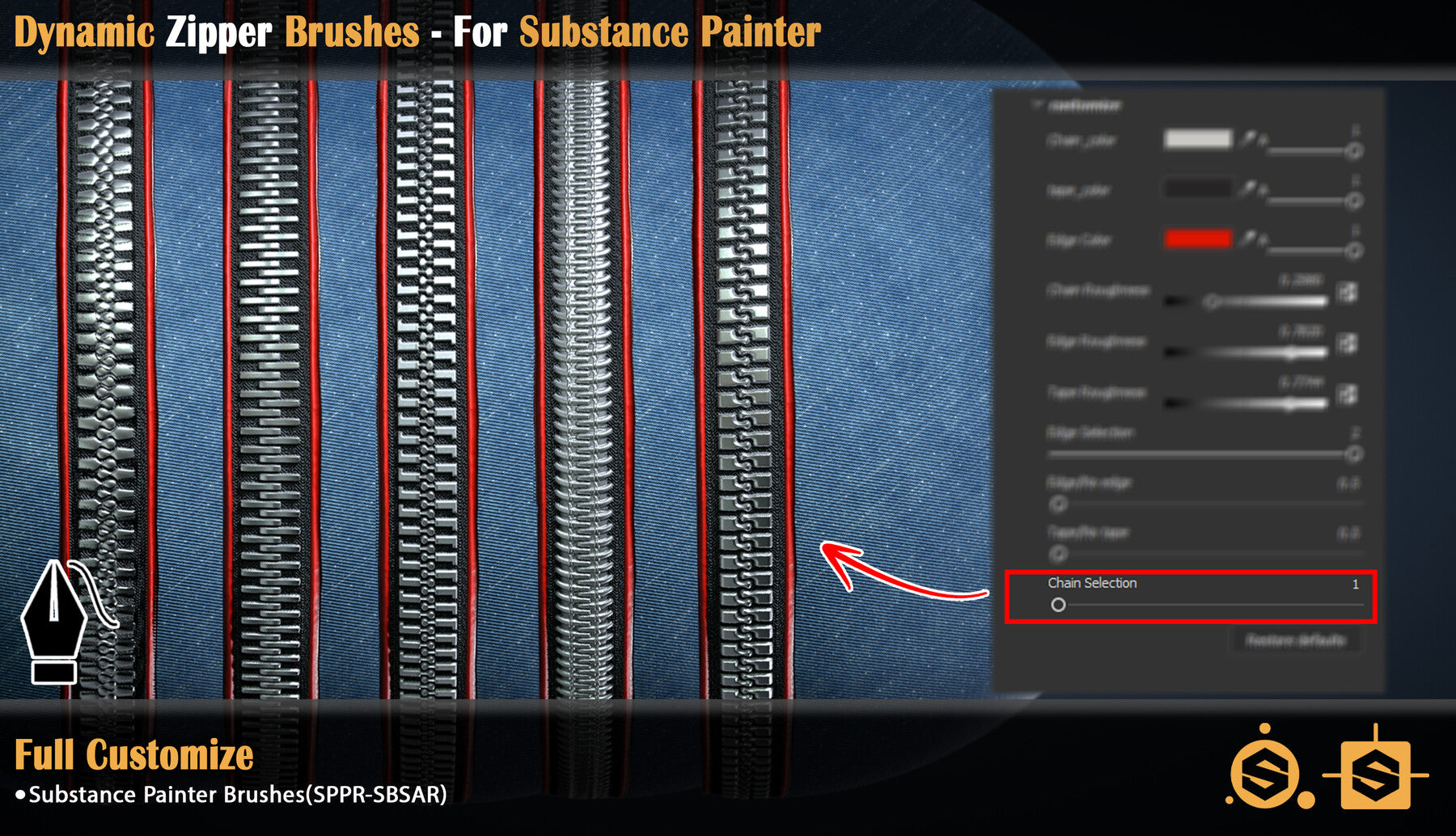 Dynamic Zipper Brushes - For Substance Painter