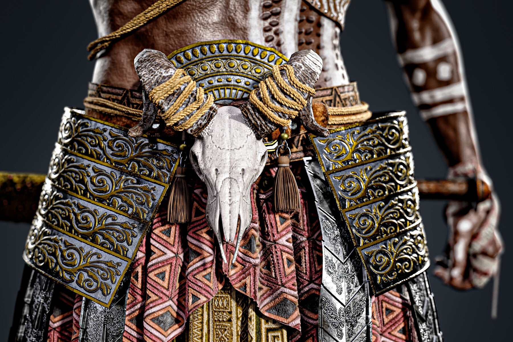 African Warrior No.1: Game Ready Outfit (Marvelous Designer + Clo3d + OBJ + LOD + Texture)