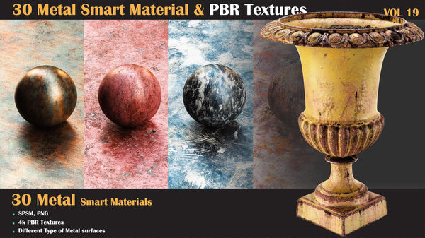 30 Metal Smart Materials & PBR Textures - Vol 19