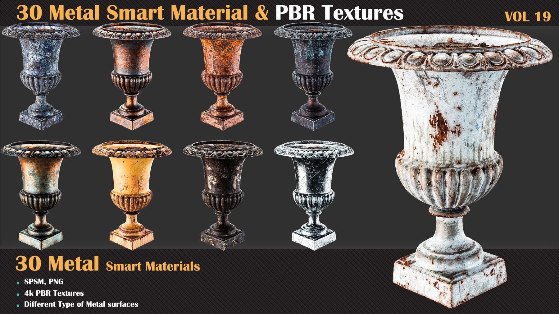 30 Metal Smart Materials & PBR Textures - Vol 19