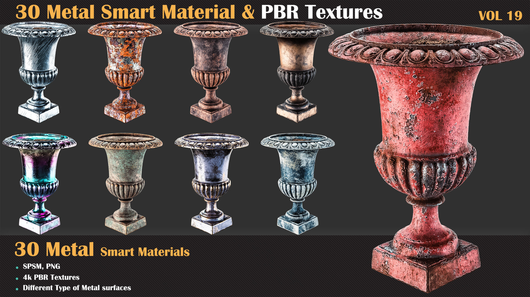 30 Metal Smart Materials & PBR Textures - Vol 19