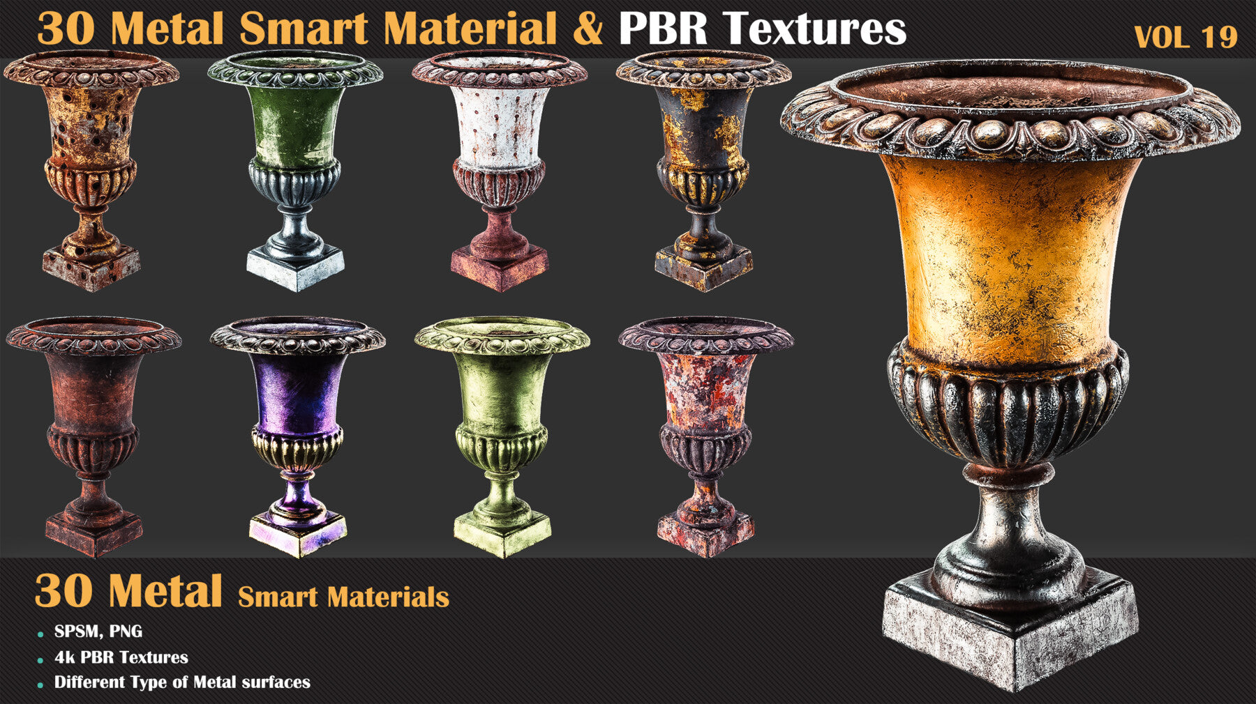 30 Metal Smart Materials & PBR Textures - Vol 19