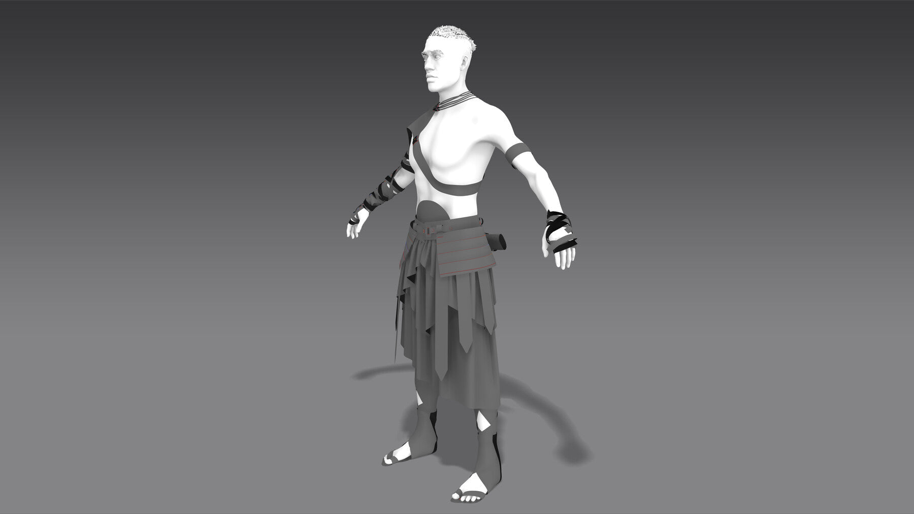 African Warrior No.1: Game Ready Outfit (Marvelous Designer + Clo3d + OBJ + LOD + Texture)