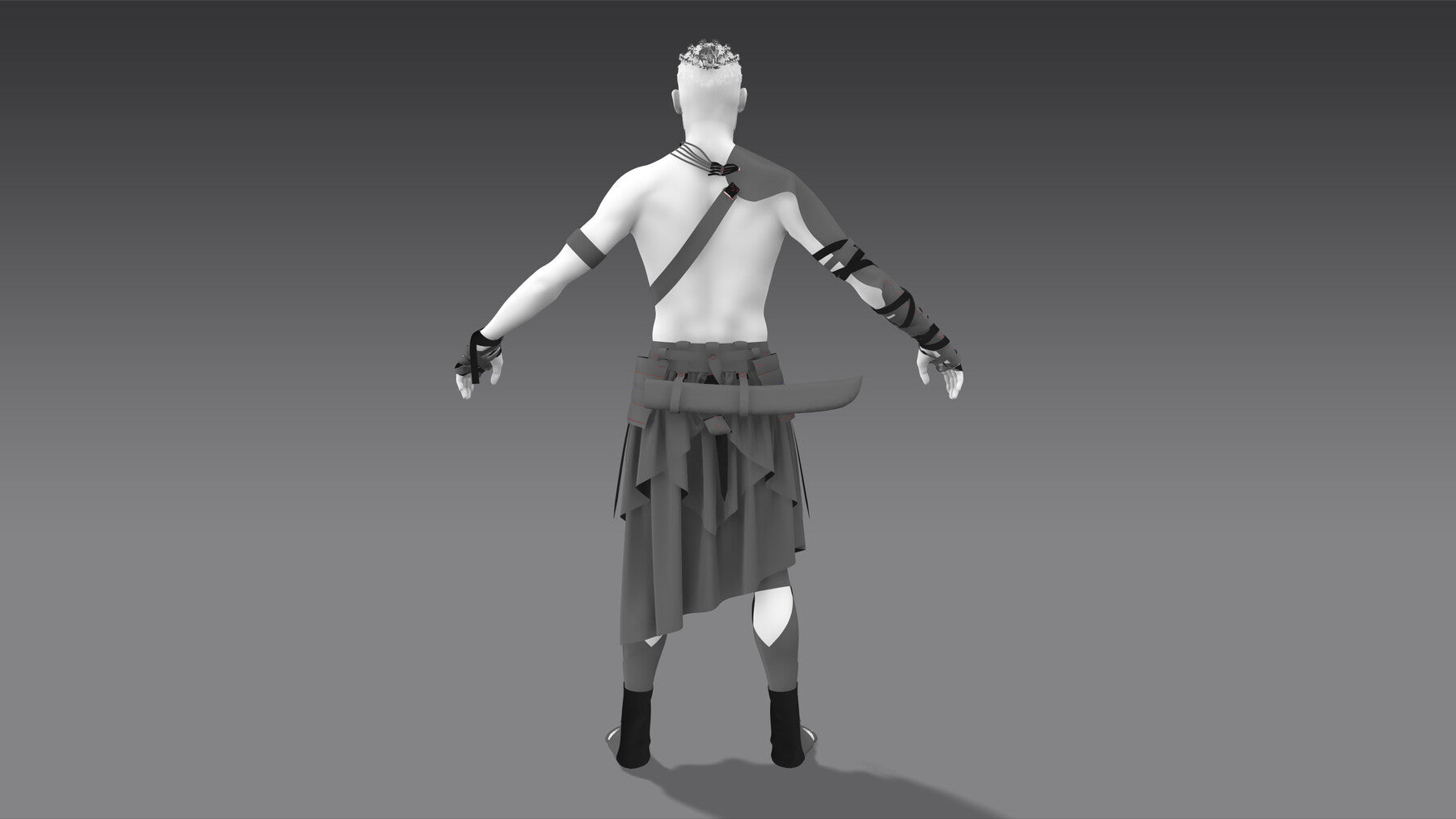 African Warrior No.1: Game Ready Outfit (Marvelous Designer + Clo3d + OBJ + LOD + Texture)