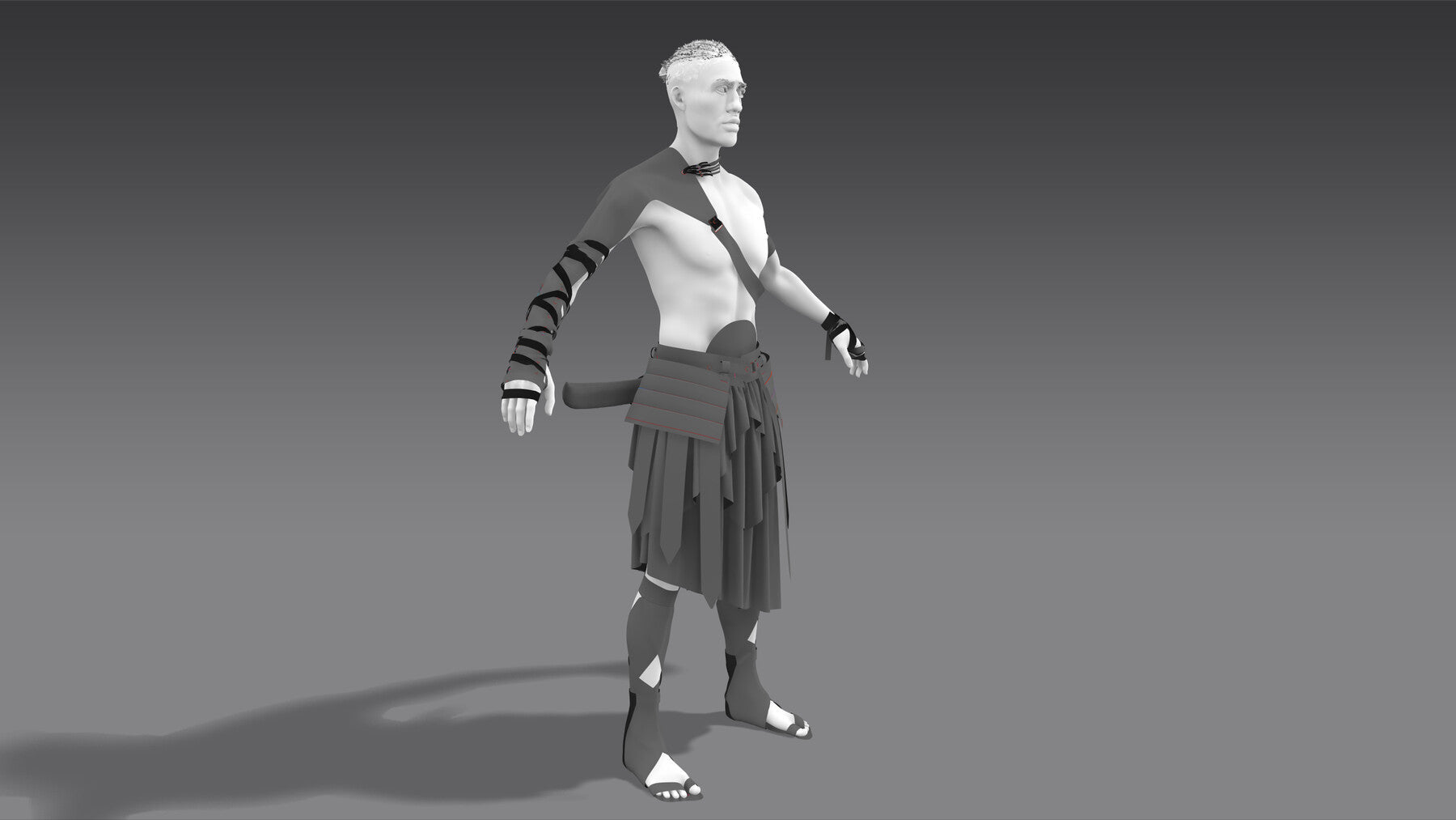 African Warrior No.1: Game Ready Outfit (Marvelous Designer + Clo3d + OBJ + LOD + Texture)