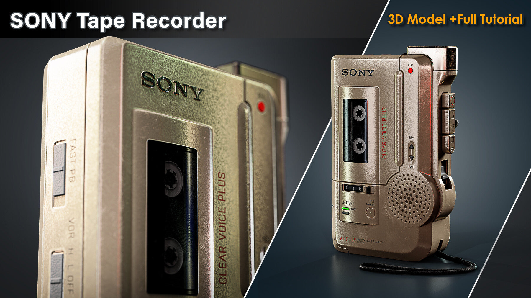 SONY Tape Recorder/3D Model+Full Tutorial