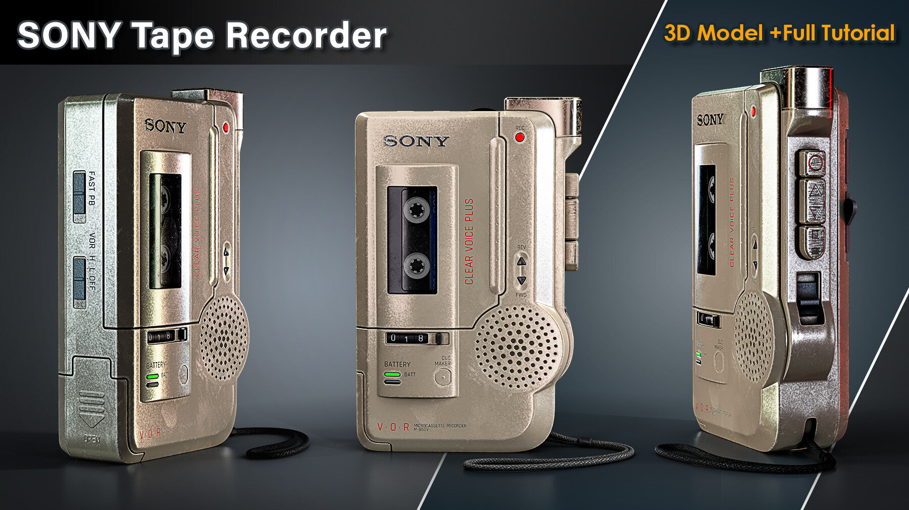 SONY Tape Recorder/3D Model+Full Tutorial