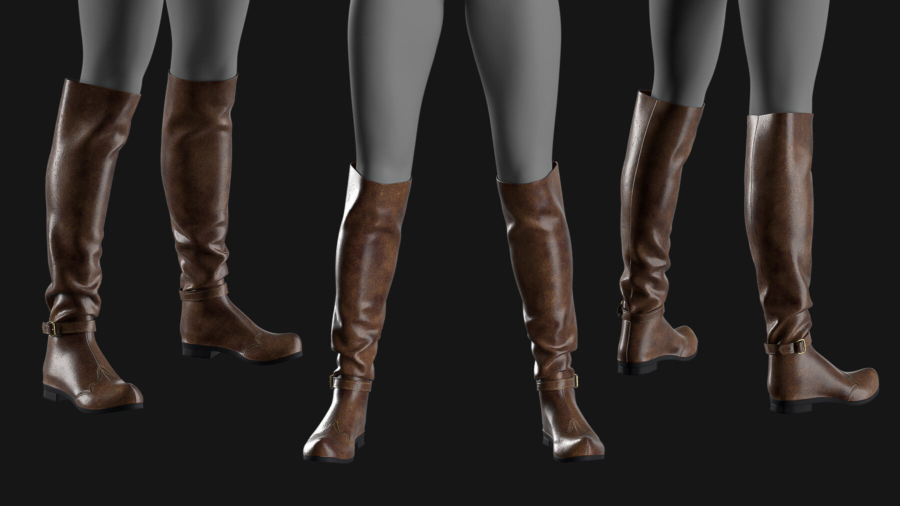 Female boots set / Marvelous Designer/Clo3D project file + OBJ, FBX