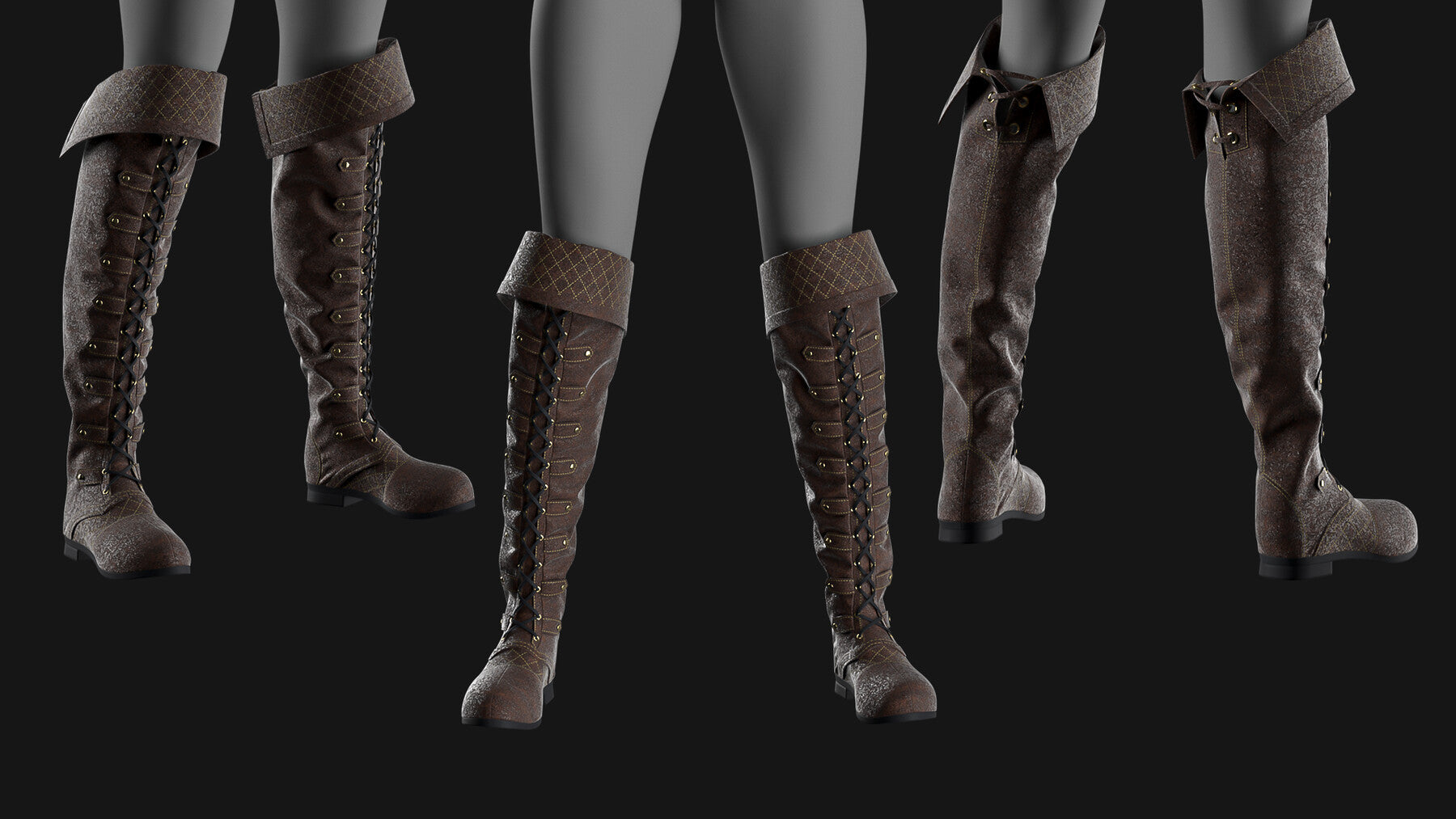 Female boots set / Marvelous Designer/Clo3D project file + OBJ, FBX