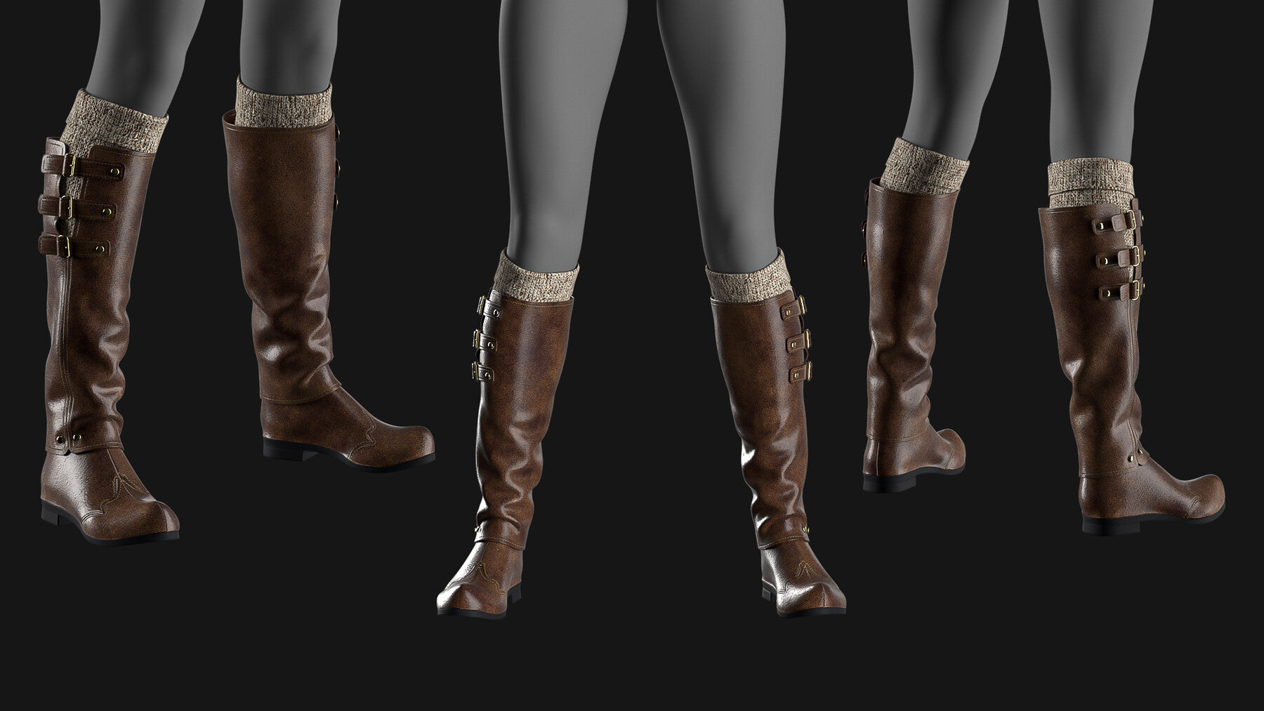 Female boots set / Marvelous Designer/Clo3D project file + OBJ, FBX