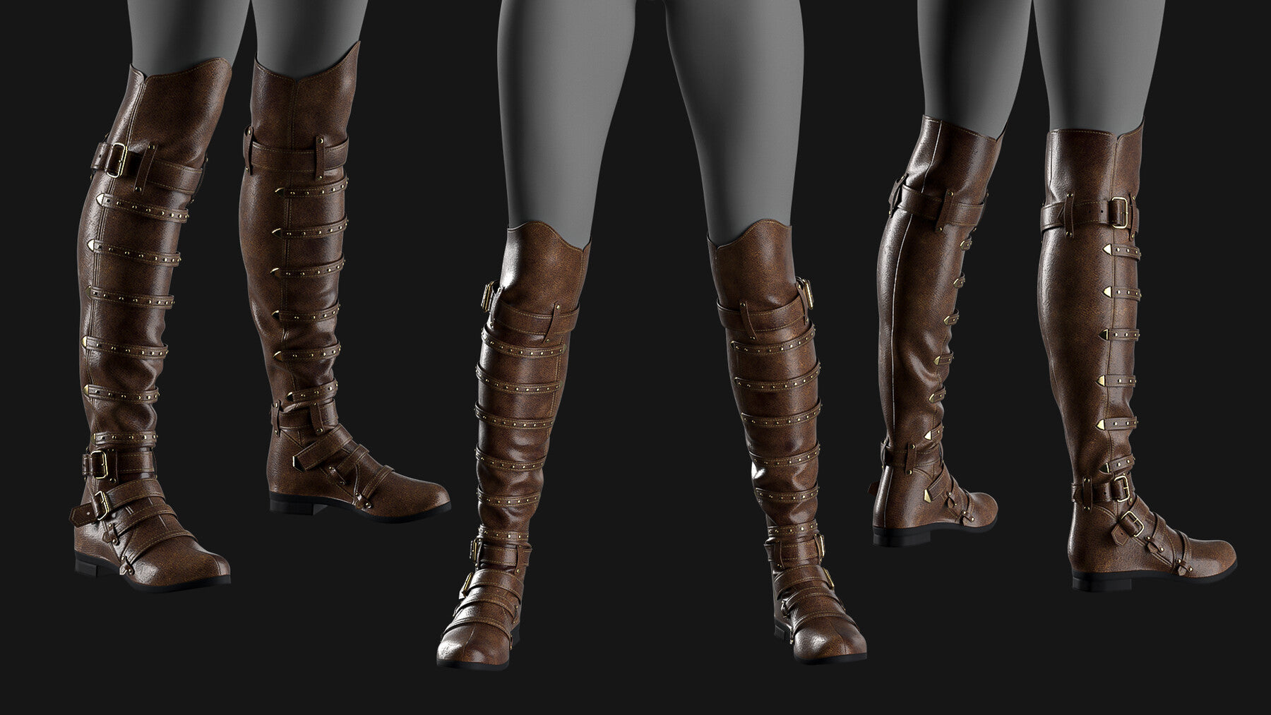 Female boots set / Marvelous Designer/Clo3D project file + OBJ, FBX