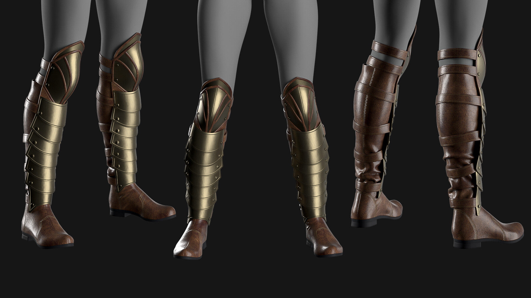 Female boots set / Marvelous Designer/Clo3D project file + OBJ, FBX