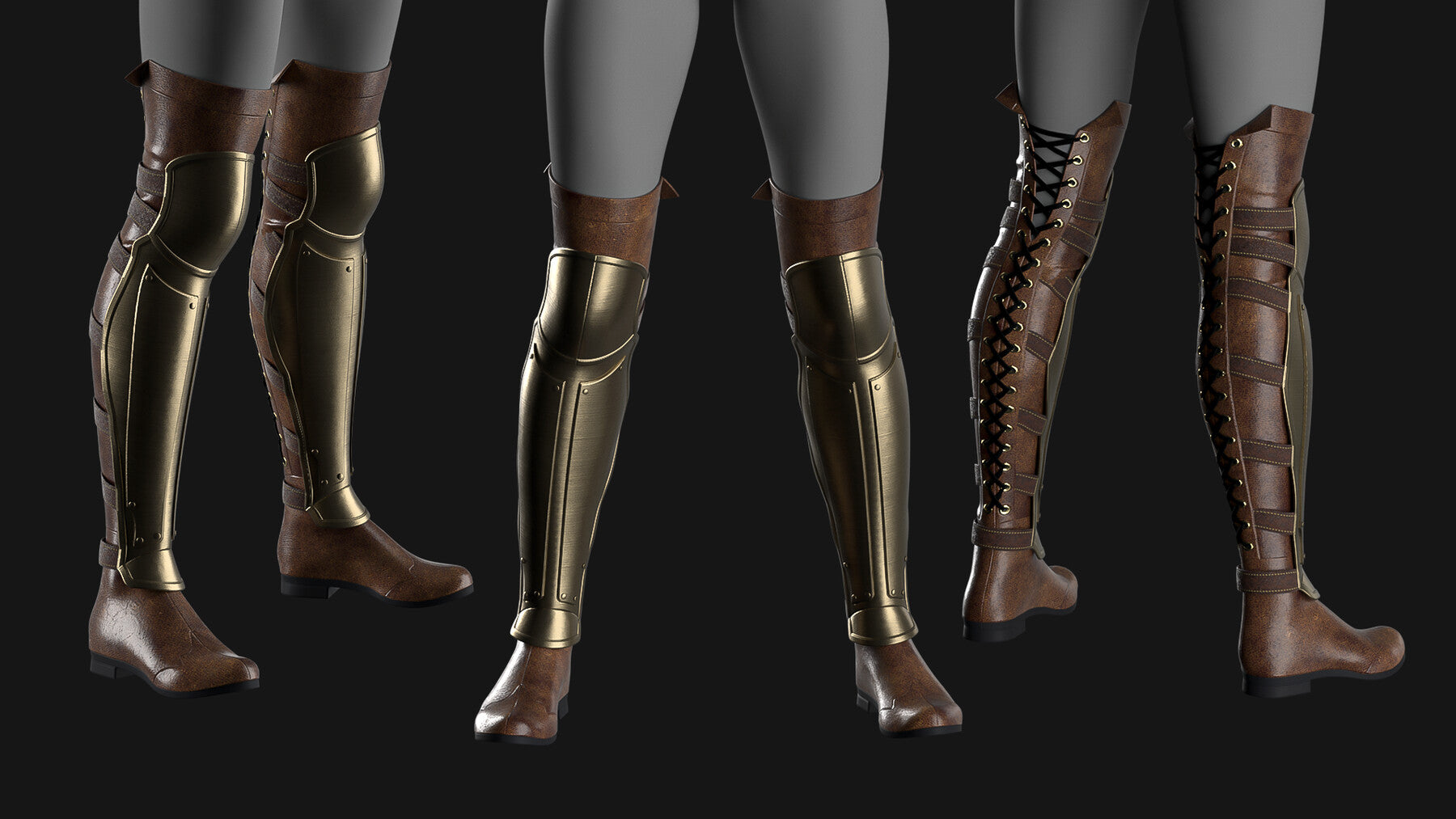 Female boots set / Marvelous Designer/Clo3D project file + OBJ, FBX