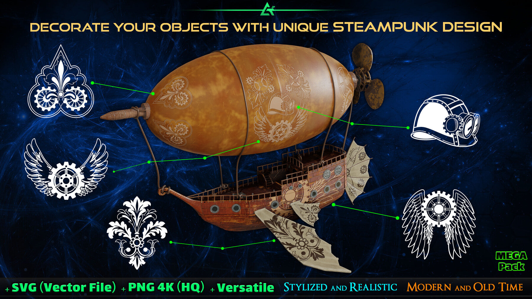 1000 Hand Painted Alpha Steampunk Design (MEGA Pack) - Vol 64