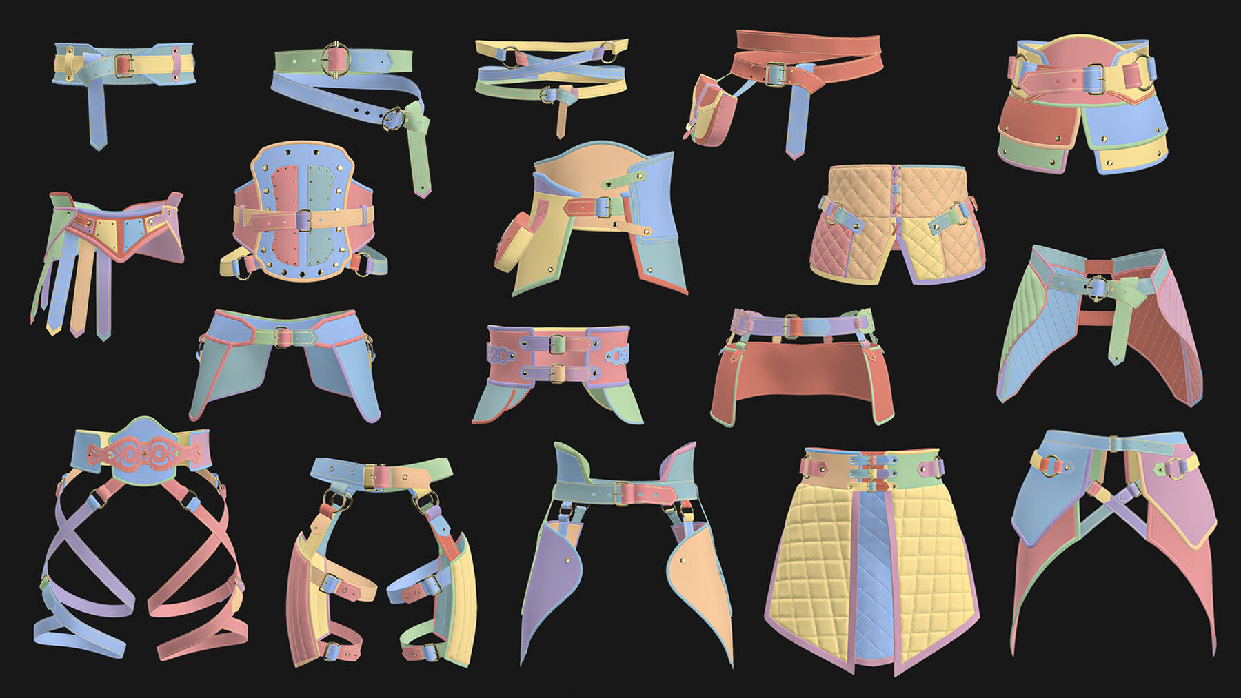 Female belt pack / Marvelous Designer/Clo3D project file + OBJ, FBX