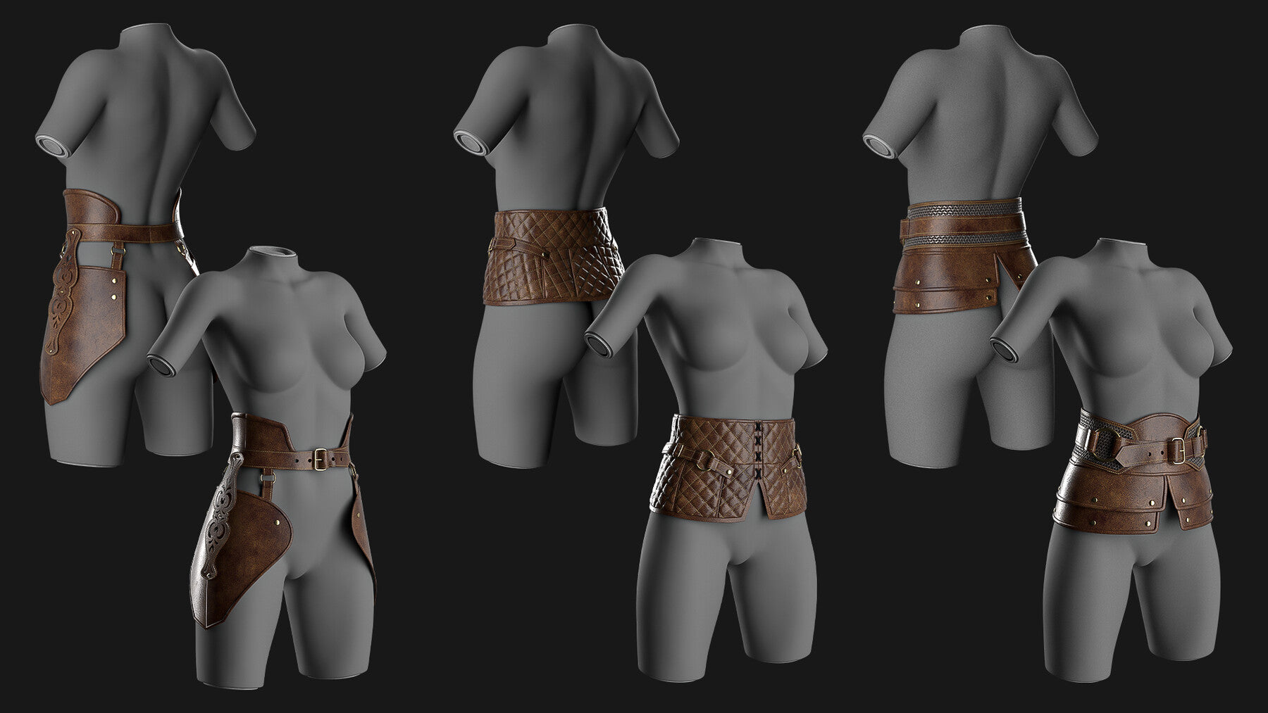 Female belt pack / Marvelous Designer/Clo3D project file + OBJ, FBX