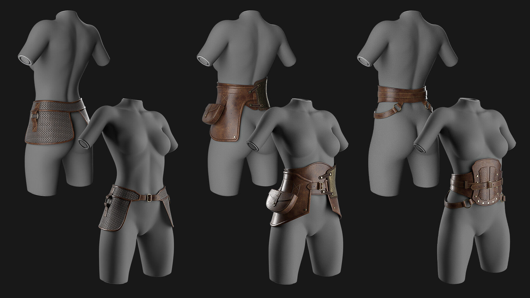 Female belt pack / Marvelous Designer/Clo3D project file + OBJ, FBX