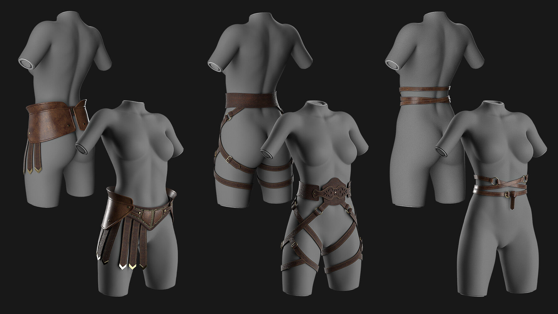 Female belt pack / Marvelous Designer/Clo3D project file + OBJ, FBX