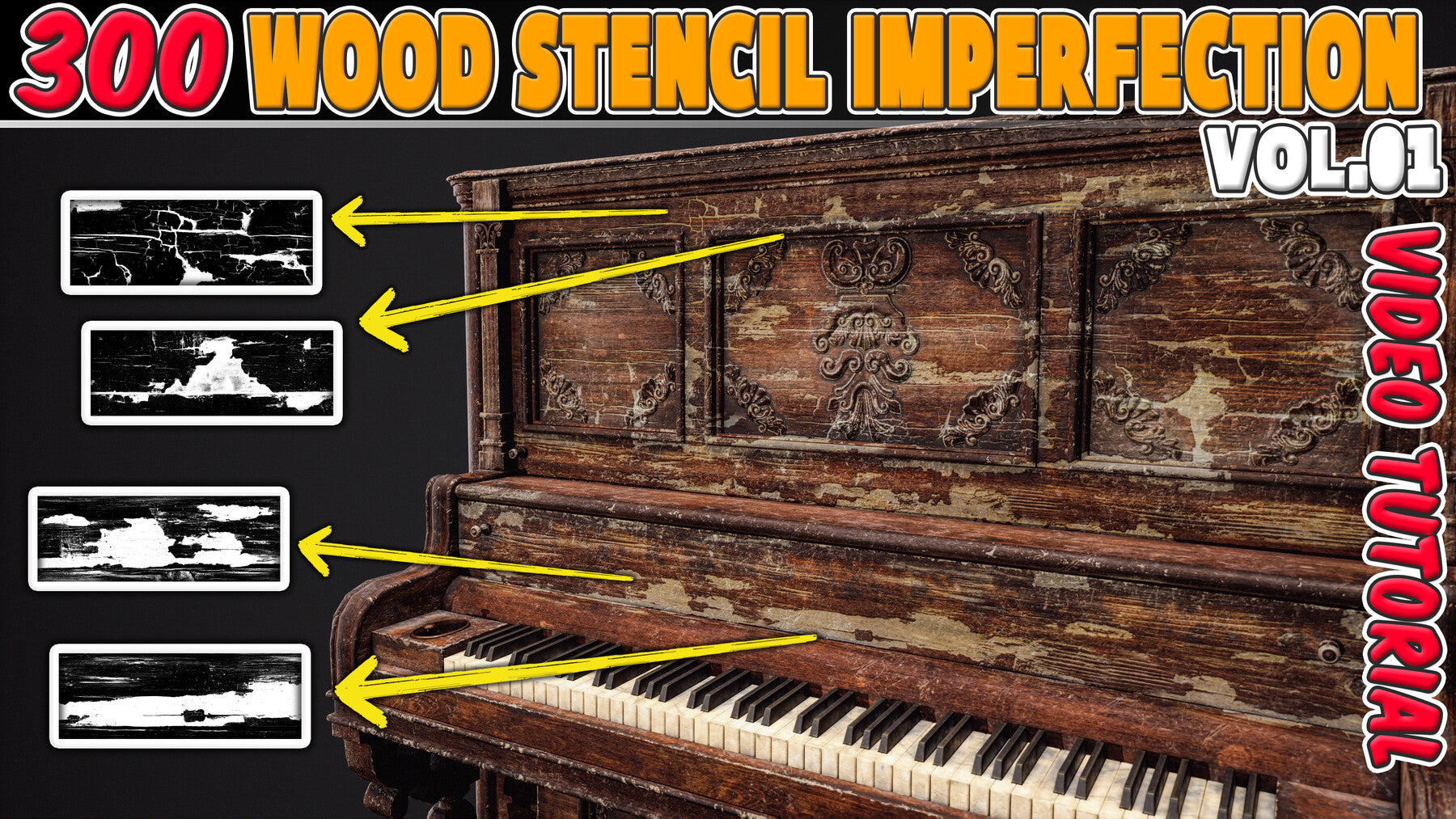 300 Wood Stencil Imperfection Vol.01 + Video Tutorial