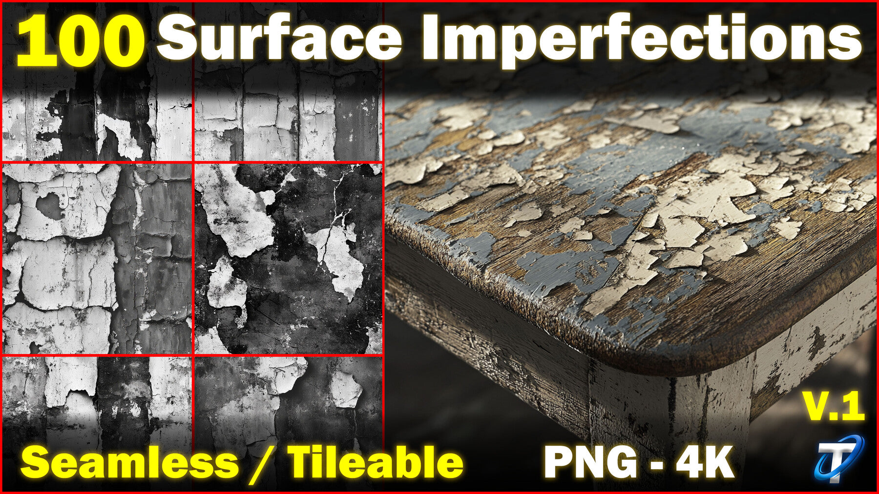 100 Ultra High-Quality Surface Imperfections / Stencil Imperfections (Seamless and Tileable) Vol 1