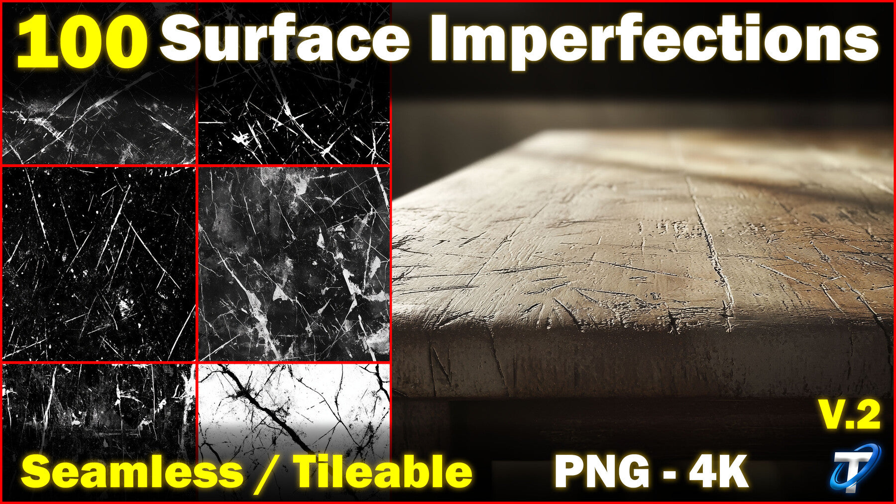 100 Ultra High-Quality Surface Imperfections / Stencil Imperfections (Seamless and Tileable) Vol 2