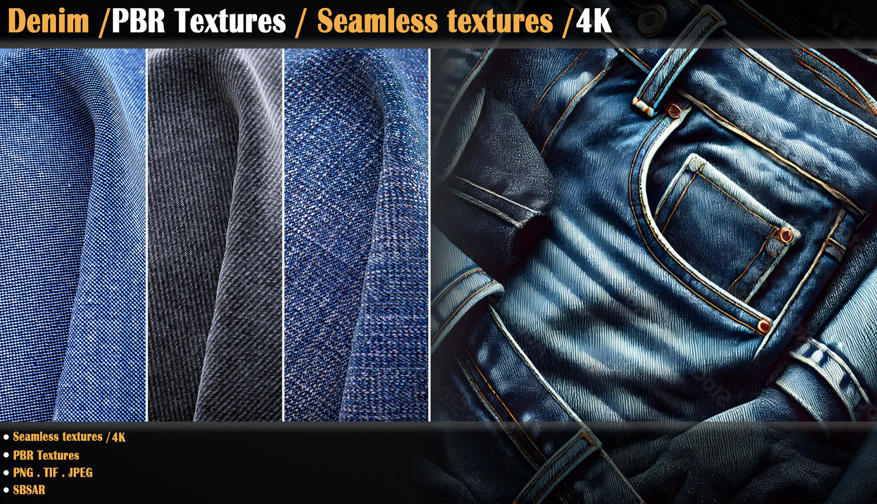 Denim / PBR Textures / Seamless textures /4K