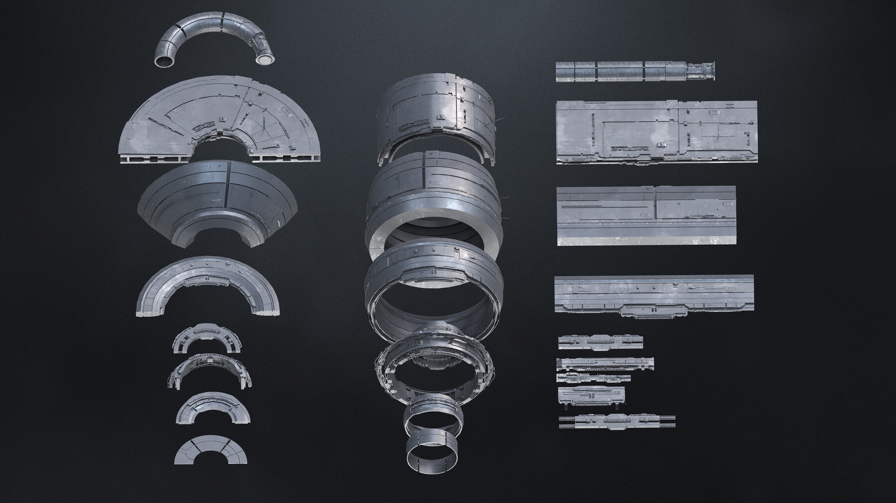 25 SUB-D Megascale Architectural Kitbash Elements Vol I