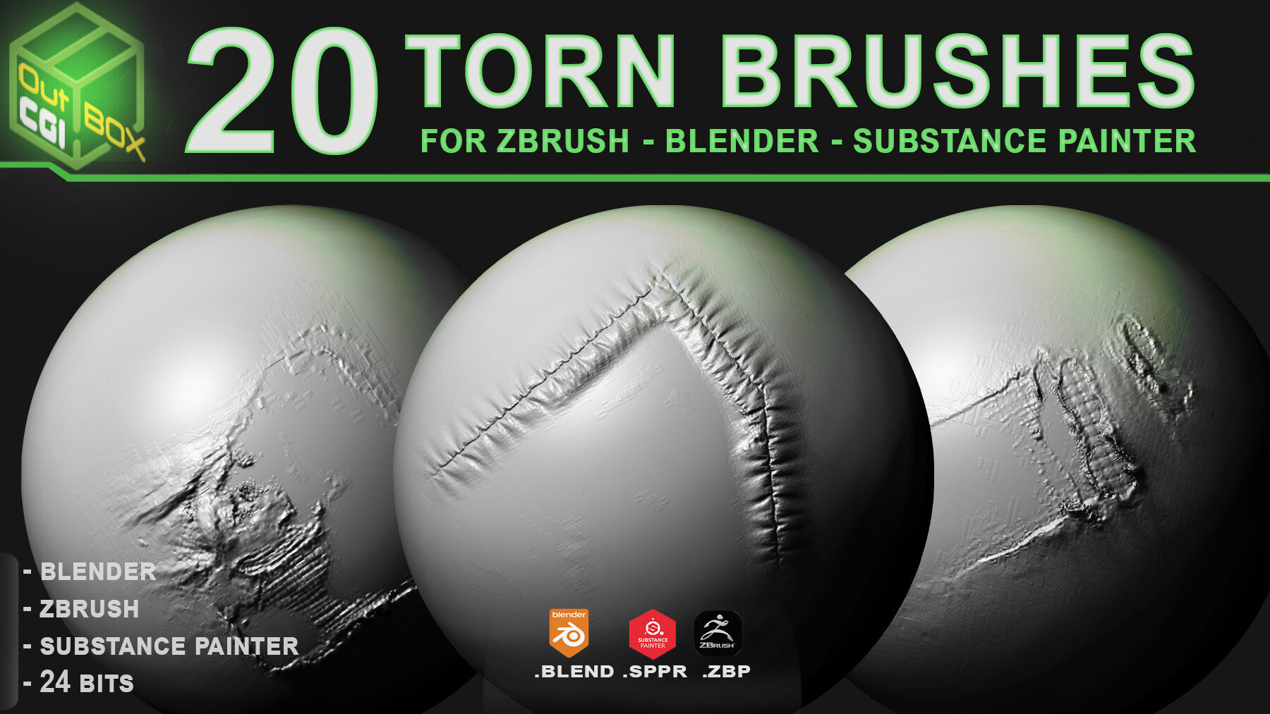 20 Torn Fabric Brushes for Zbrush Blender and Substance Painter