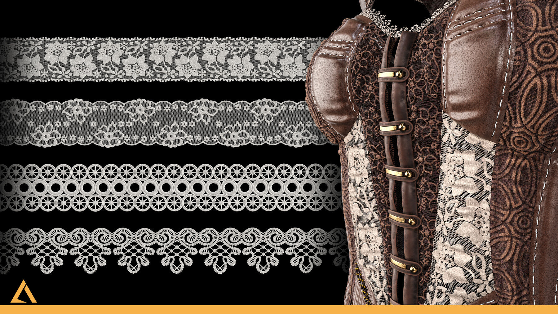 50 Lace Fabric Trim Materials (SBSAR + Textures) - VOL02