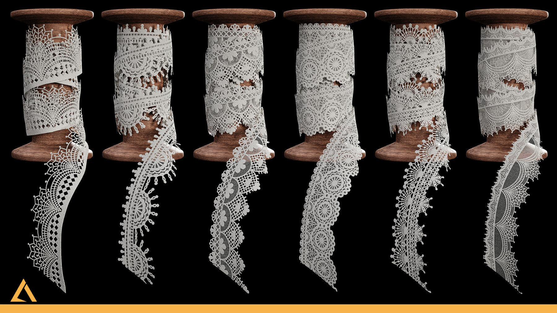 50 Lace Fabric Trim Materials (SBSAR + Textures) - VOL02