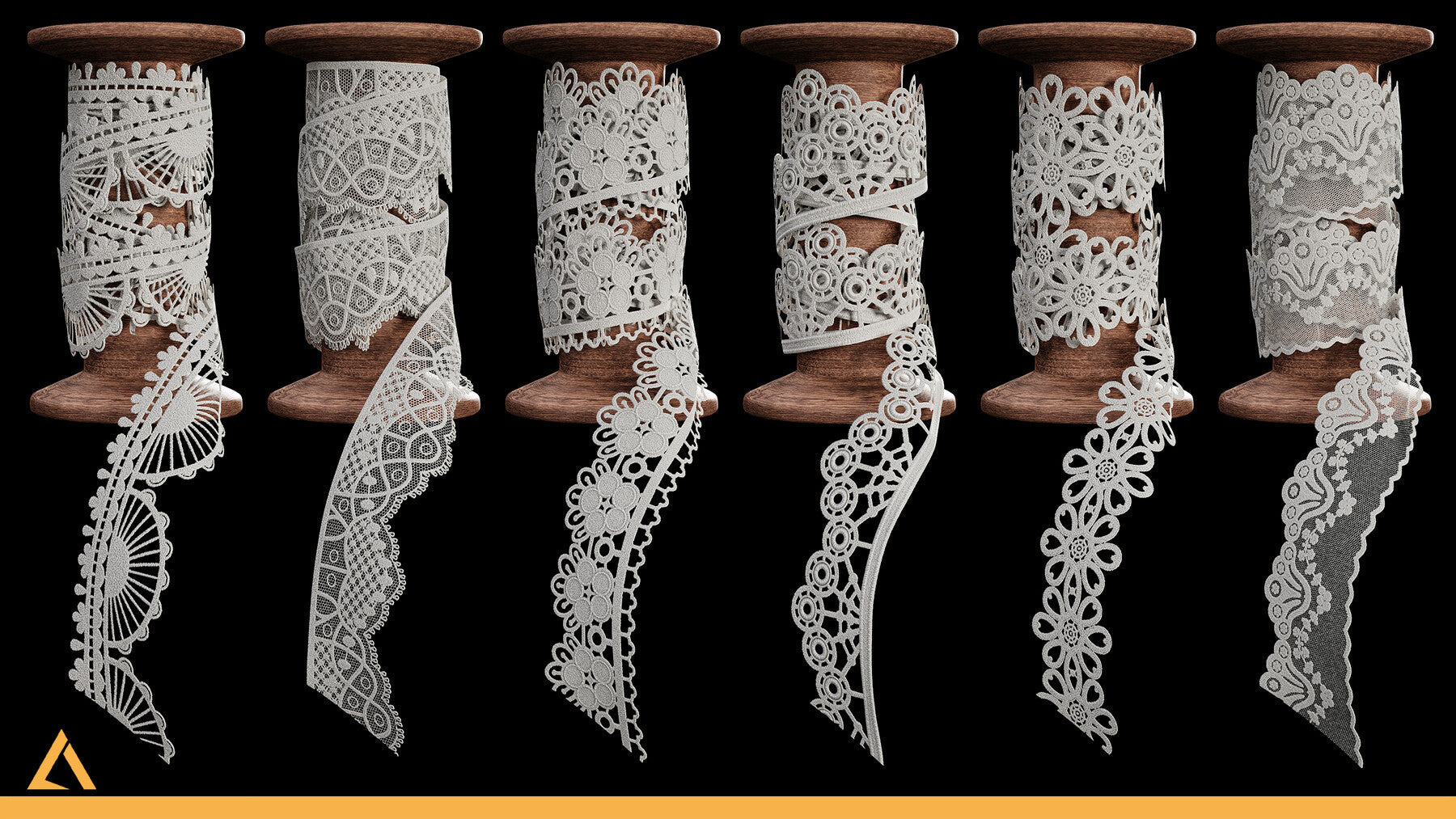 50 Lace Fabric Trim Materials (SBSAR + Textures) - VOL02