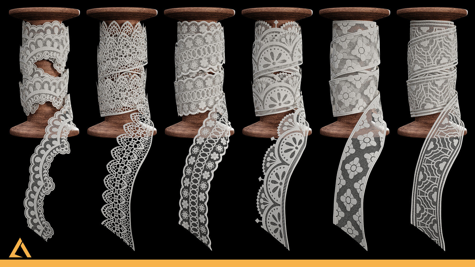 50 Lace Fabric Trim Materials (SBSAR + Textures) - VOL02