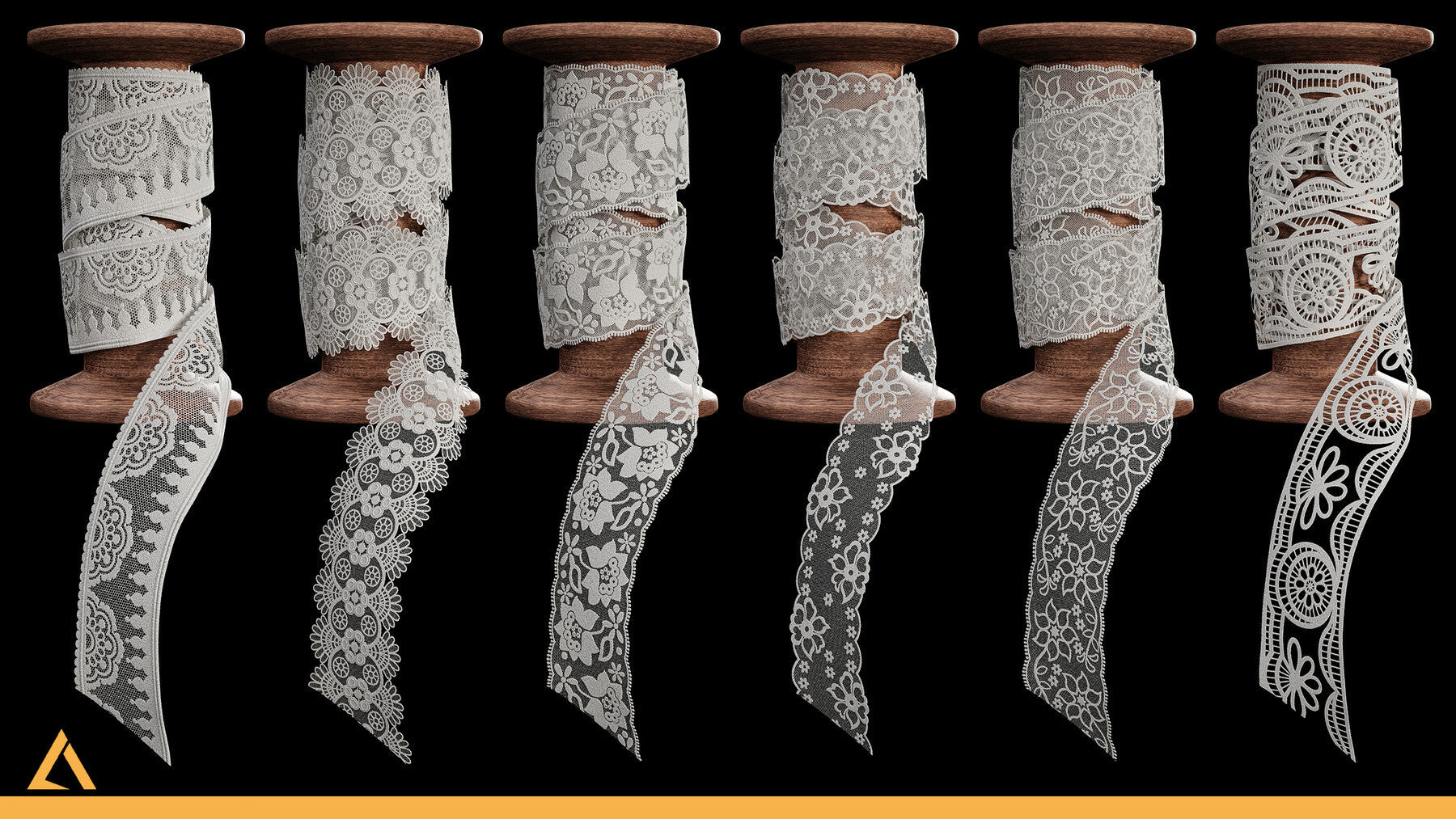 50 Lace Fabric Trim Materials (SBSAR + Textures) - VOL02