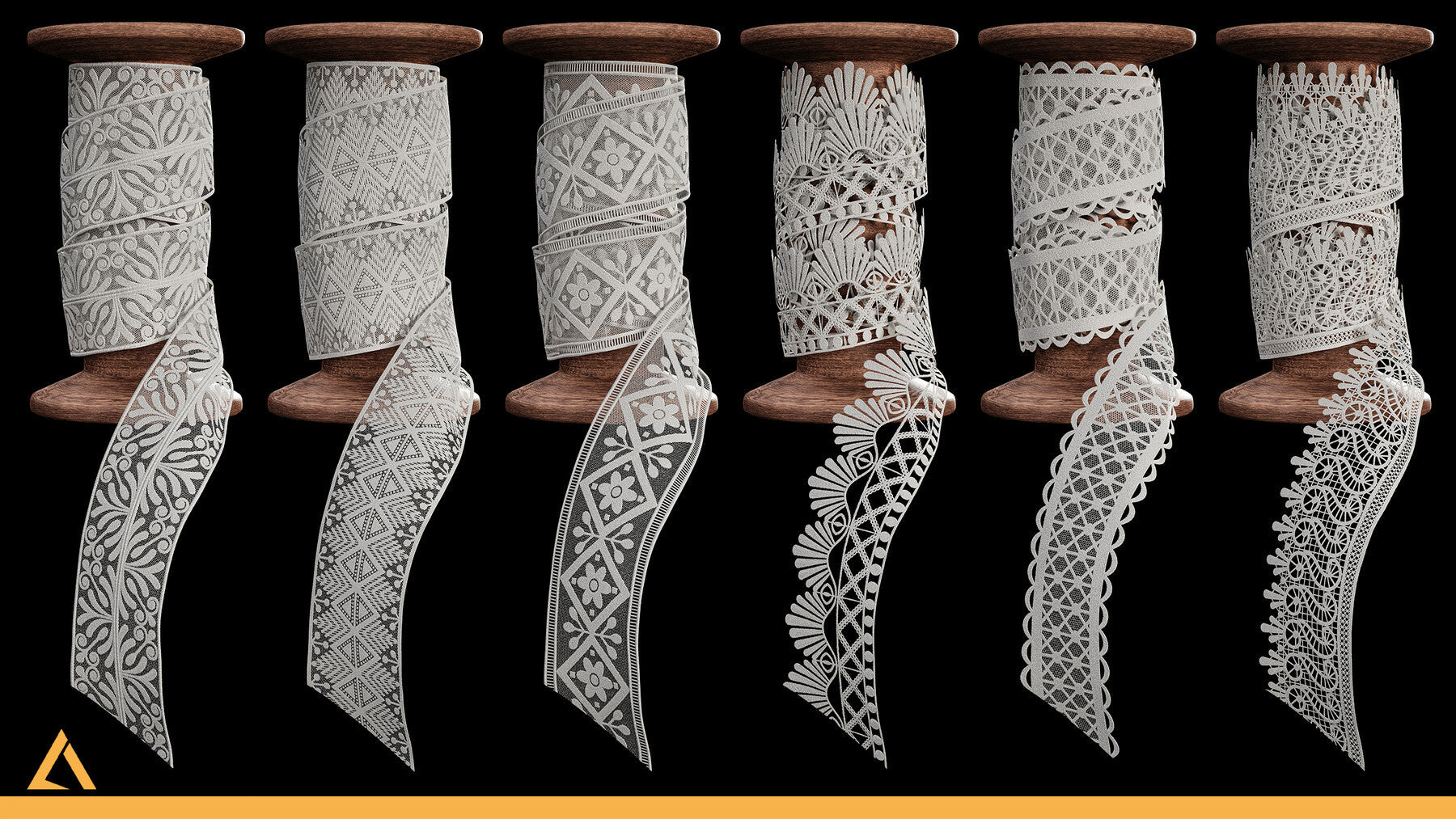 50 Lace Fabric Trim Materials (SBSAR + Textures) - VOL02