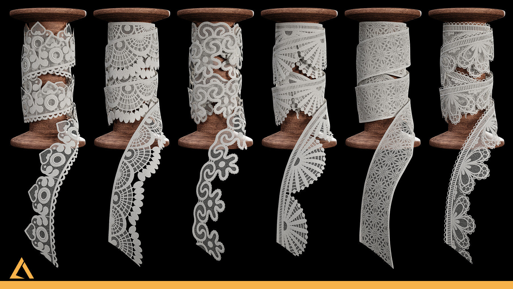 50 Lace Fabric Trim Materials (SBSAR + Textures) - VOL02