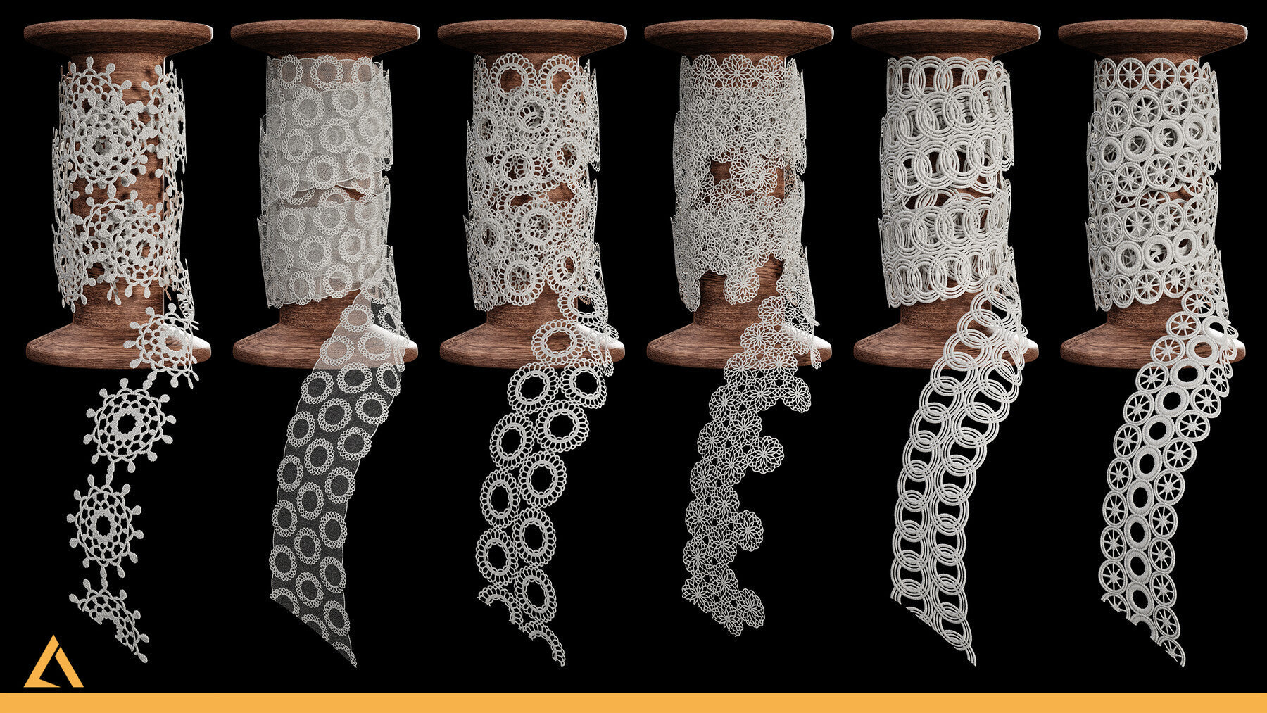 50 Lace Fabric Trim Materials (SBSAR + Textures) - VOL02