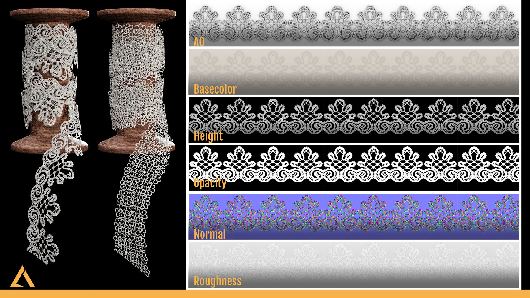 50 Lace Fabric Trim Materials (SBSAR + Textures) - VOL02