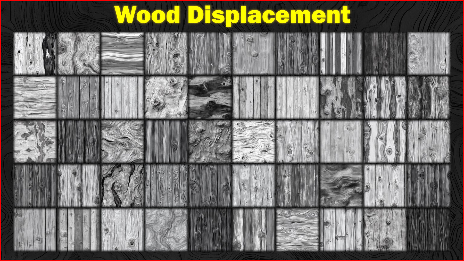 100 Ultra High-Quality Wood Displacements / Wood Alpha (Seamless and Tileable) Vol 1