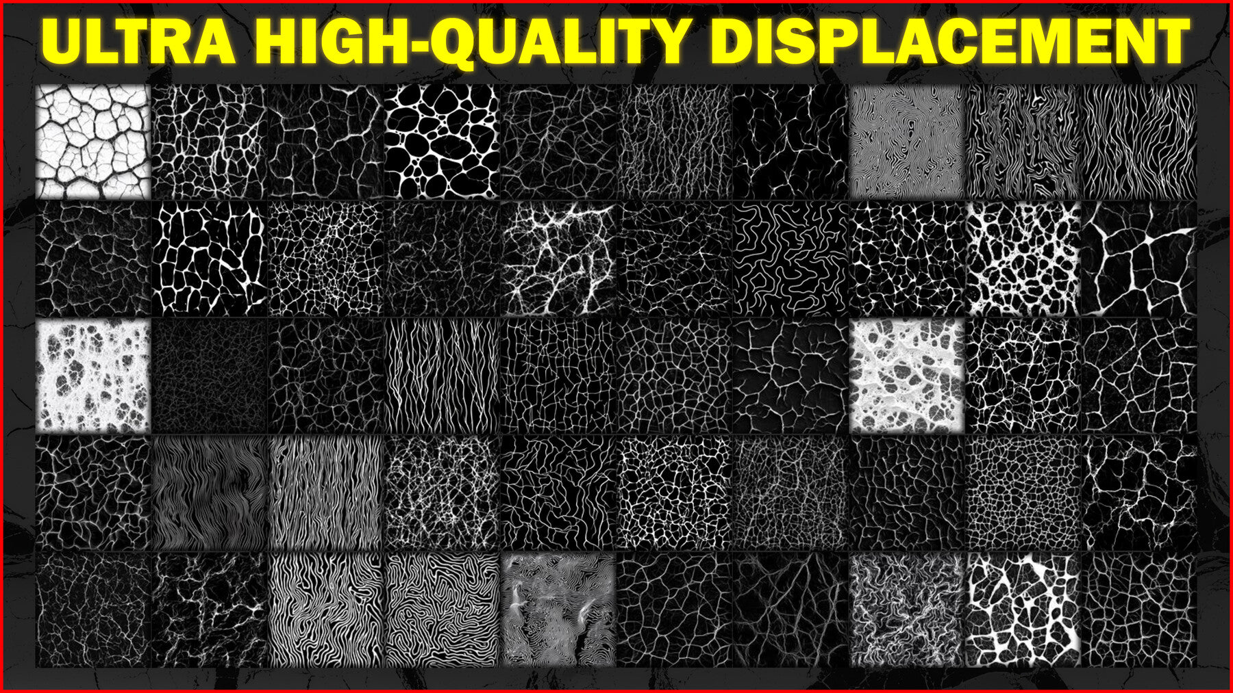 100 Ultra High-Quality Organic Displacements / Organic Alpha (Seamless and Tileable) Vol 1