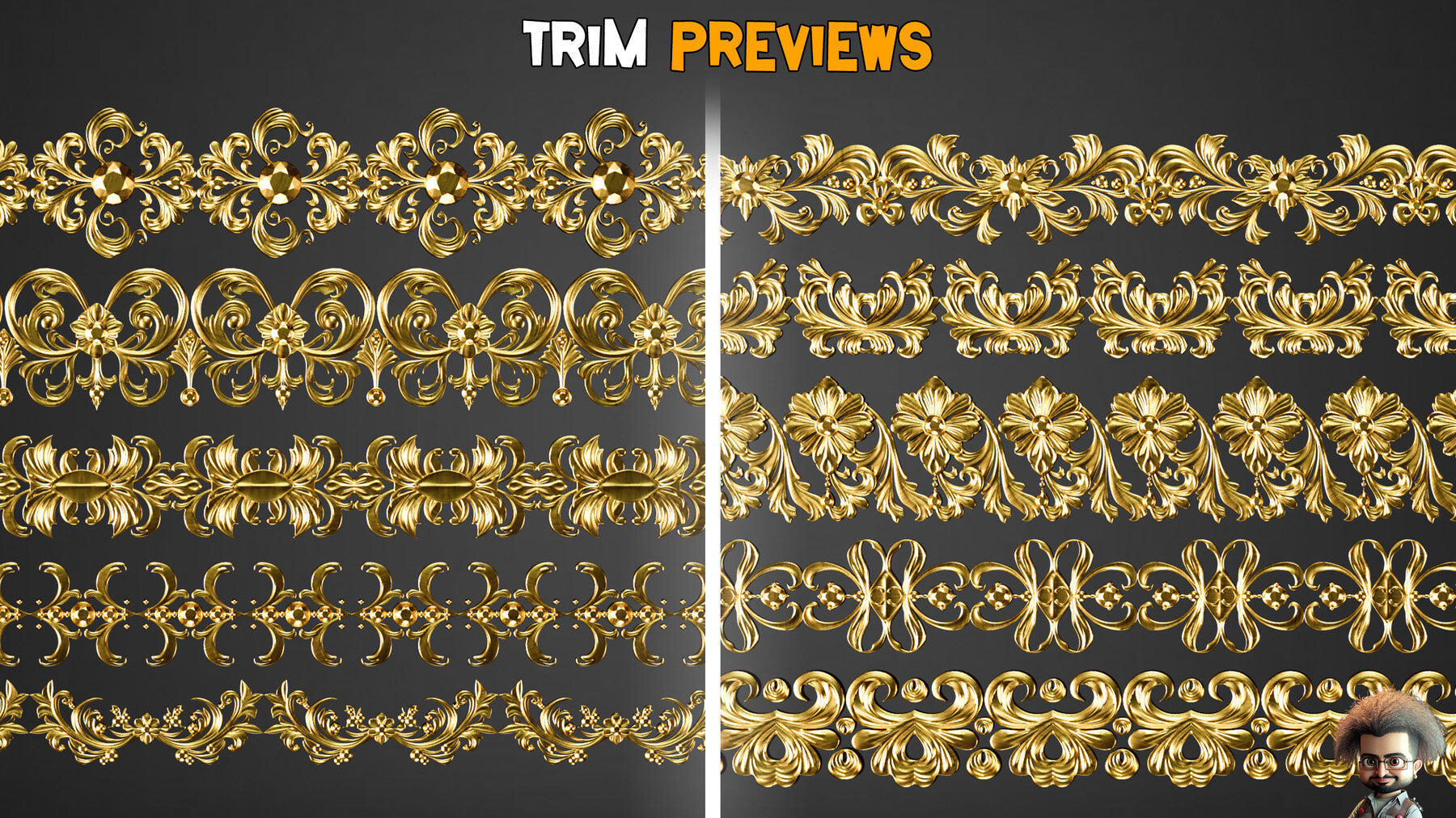 50 Ornamental Trim Brushes + 3D Models - Vol 33