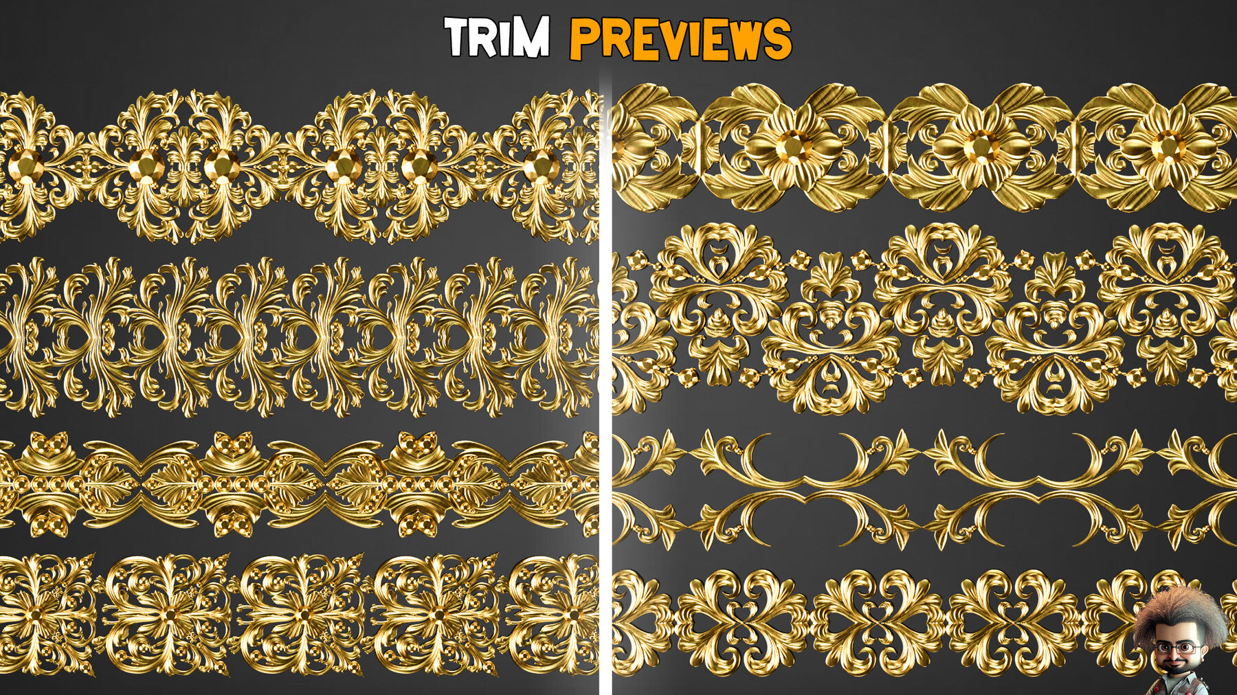 50 Ornamental Trim Brushes + 3D Models - Vol 33