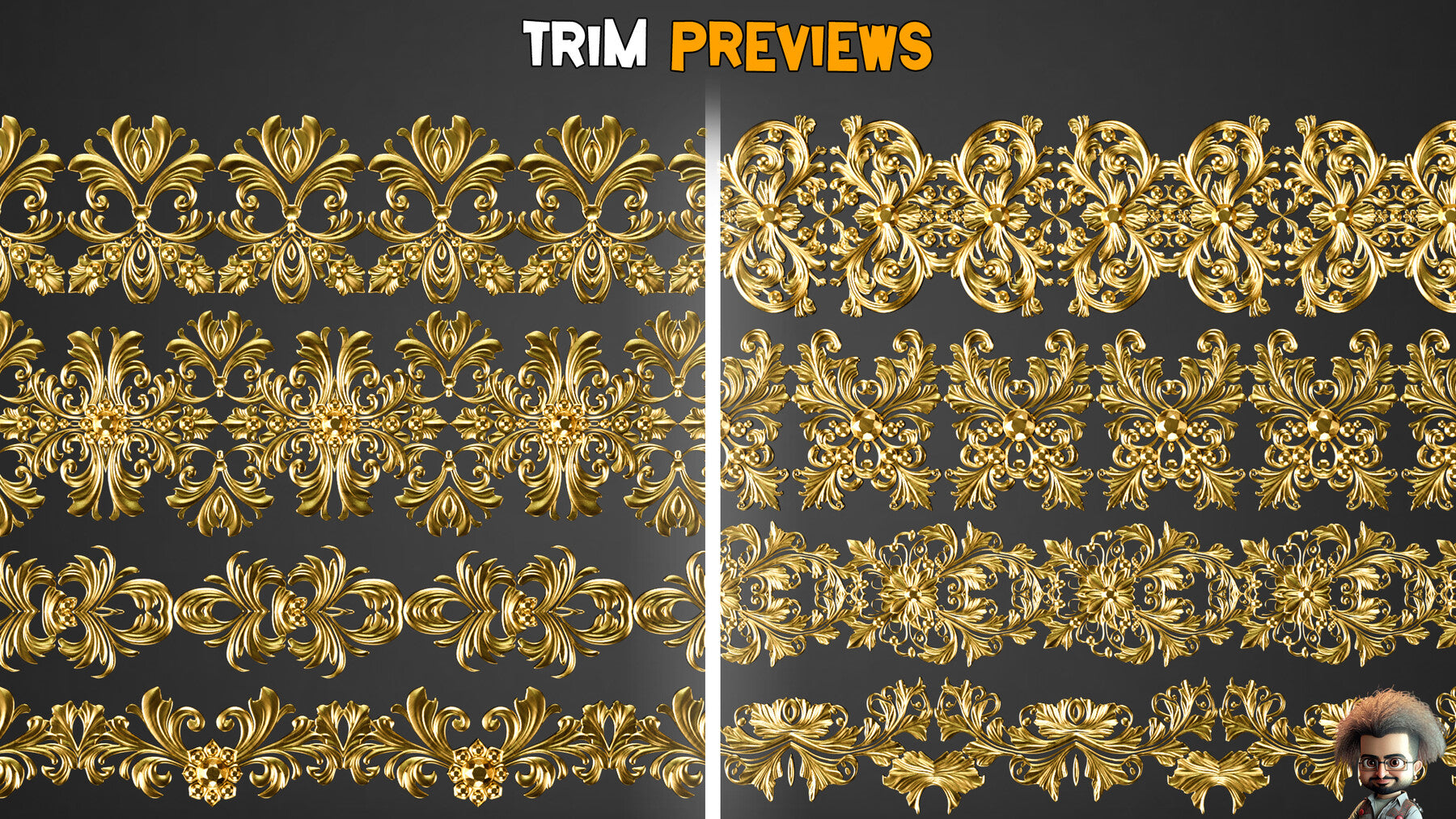 50 Ornamental Trim Brushes + 3D Models - Vol 33