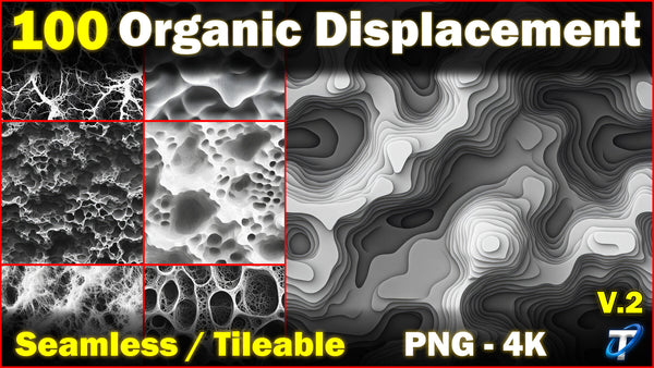 100 Ultra High-Quality Organic Displacements / Organic Alpha (Seamless and Tileable) Vol 2