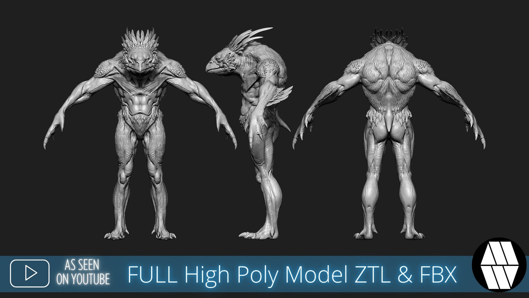 ZBrush Model: Bird-Man High Poly ZTL & FBX