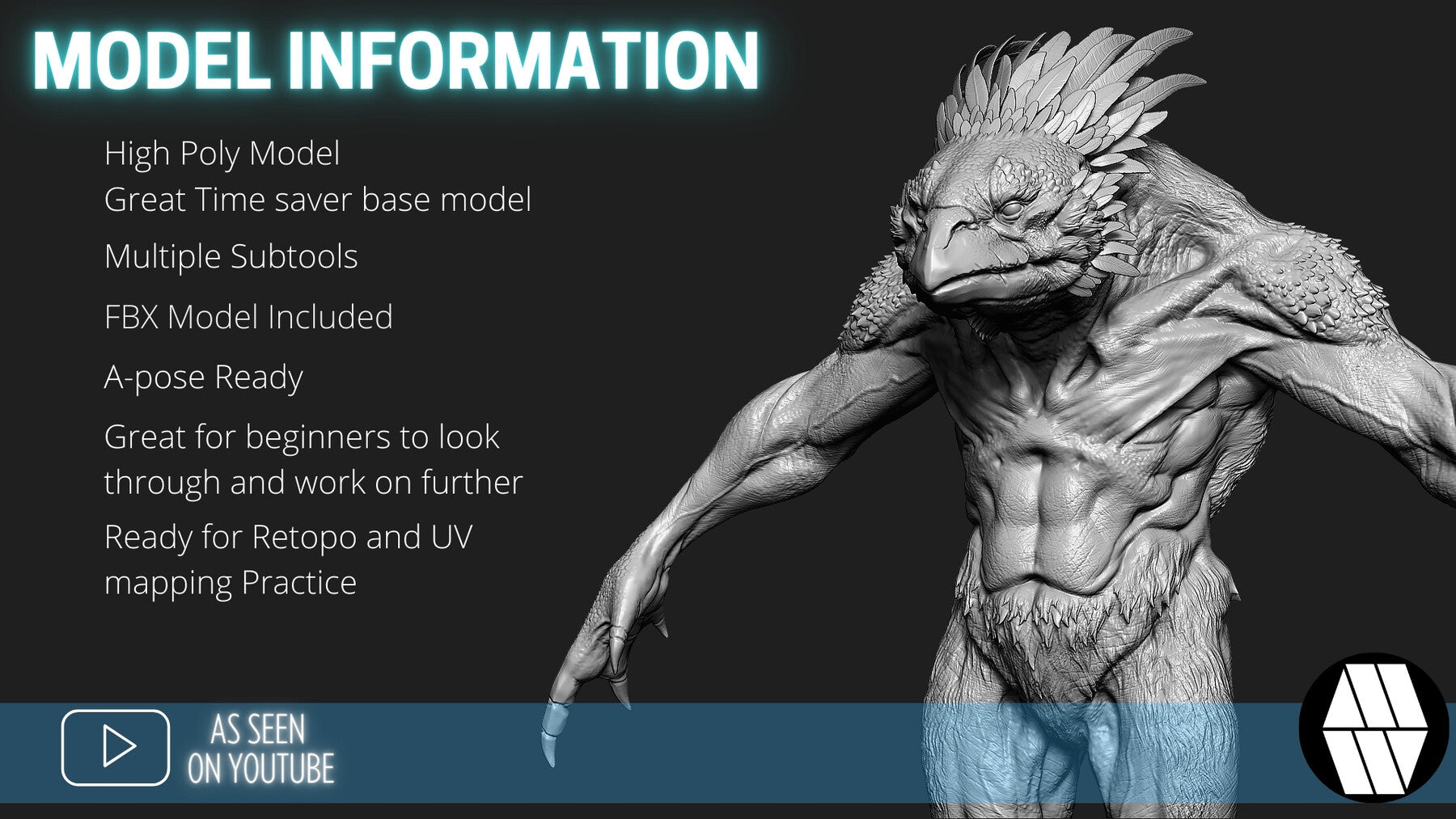 ZBrush Model: Bird-Man High Poly ZTL & FBX