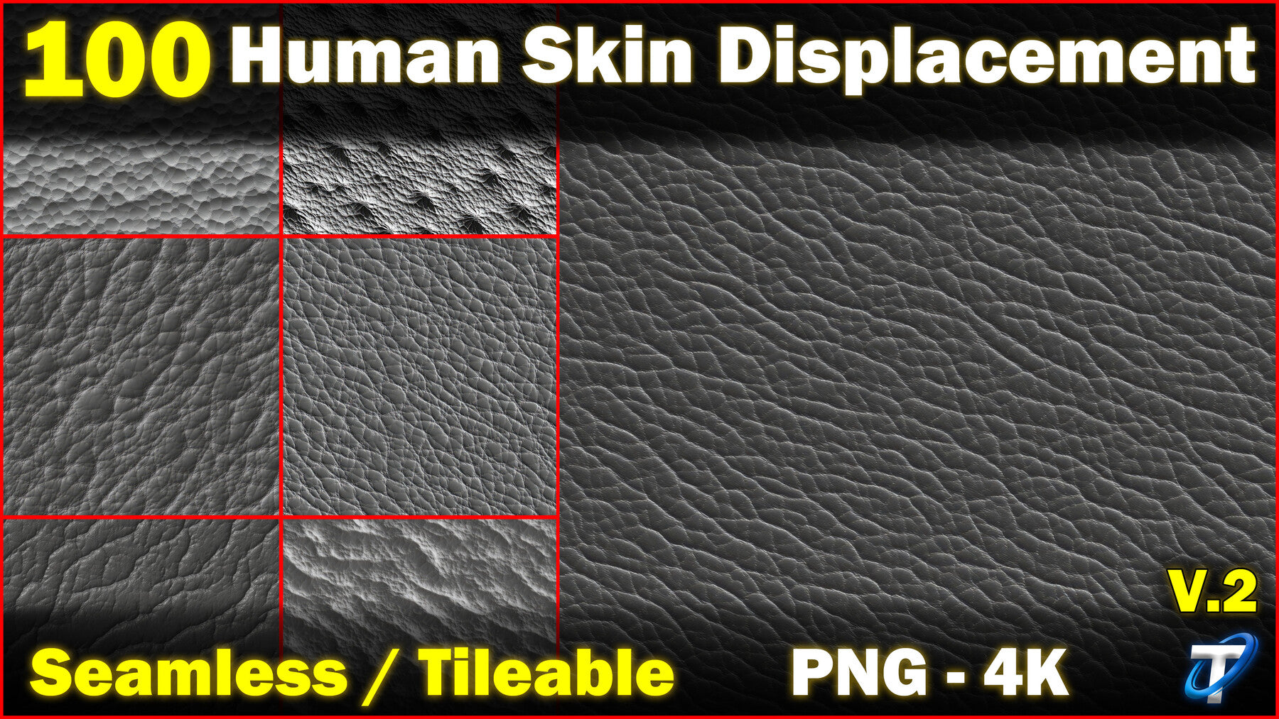 100 Ultra High-Quality Human Skin Displacements / Human Skin Alpha (Seamless and Tileable) Vol 2