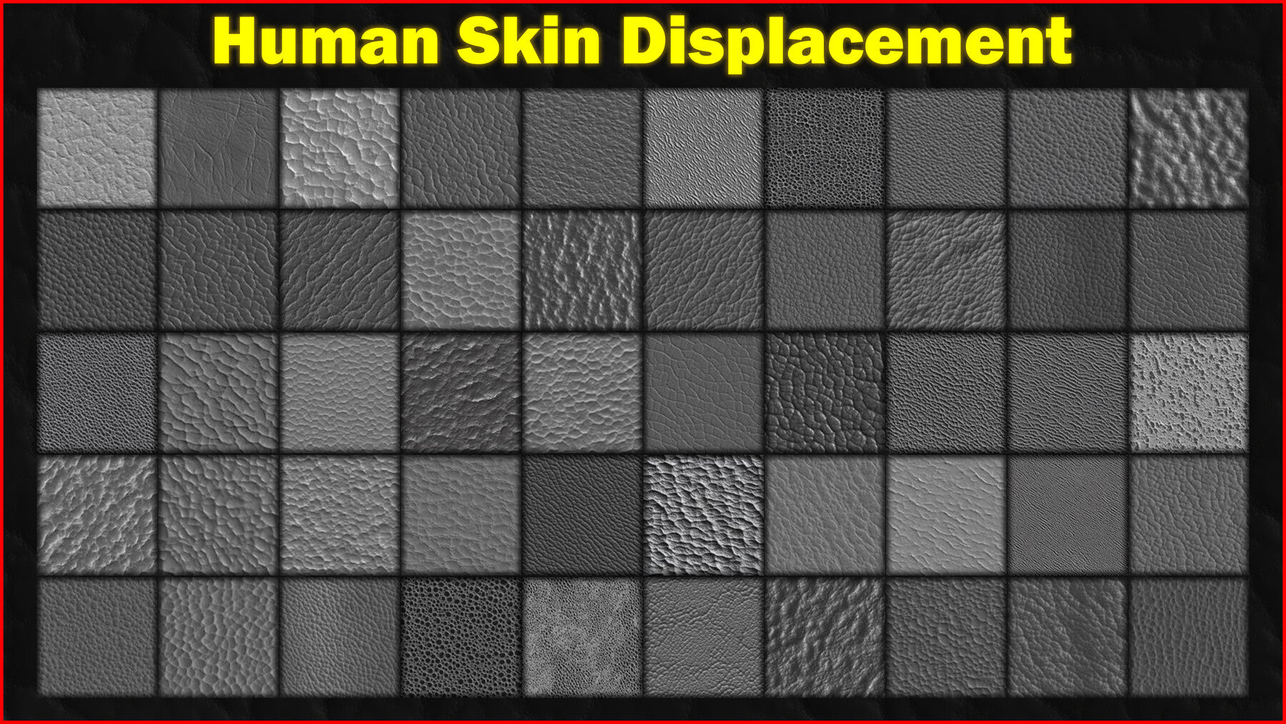 100 Ultra High-Quality Human Skin Displacements / Human Skin Alpha (Seamless and Tileable) Vol 1