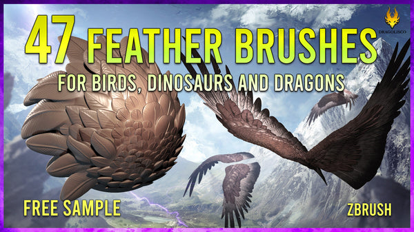 31 Feathers brushes PACK for Eagles, Dragons and Dinosaurs