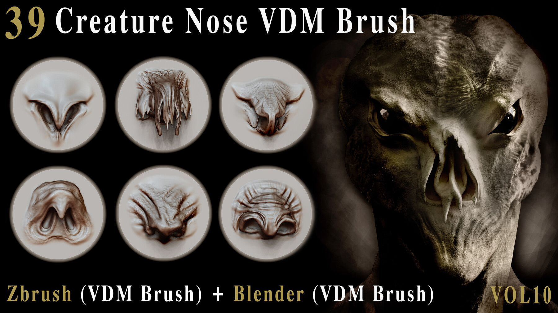 39 Creature Nose VDM Brush - For ZBrush & Blender – Vol10